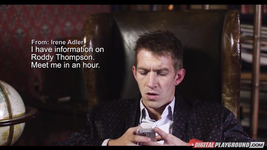 Рыжая помощница Шерлока лижется с сиськастой брюнеткой