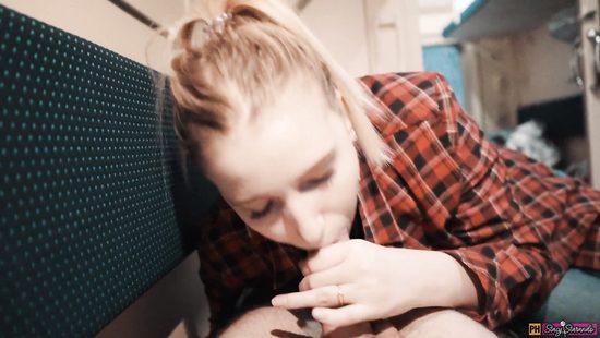 Незнакомка в купе не против убить время отсосом